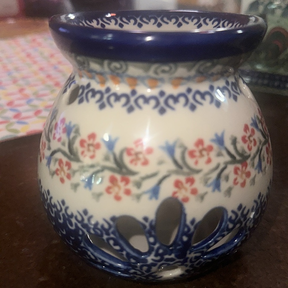 Beautiful wax or oil burner polish pottery unikat